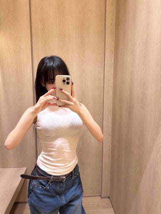Angora Turtleneck Slim Ribbed Sleeveless Knit