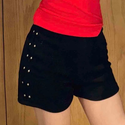 Side Double Stud Slim Fit Mini Shorts