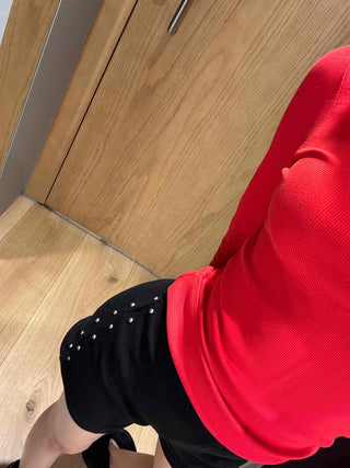 Side Double Stud Slim Fit Mini Shorts
