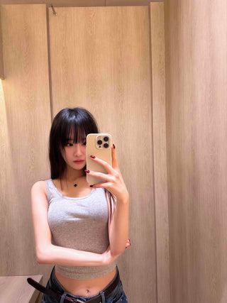 Soft Texture Simple Crop Slim Fit Sleeveless Top