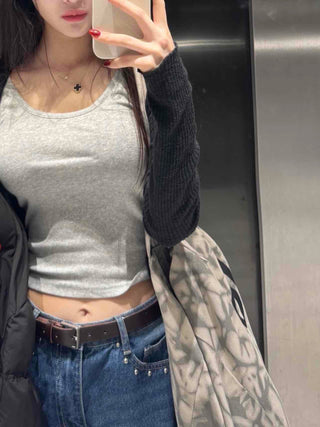 Soft Texture Simple Crop Slim Fit Sleeveless Top