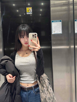 Soft Texture Simple Crop Slim Fit Sleeveless Top