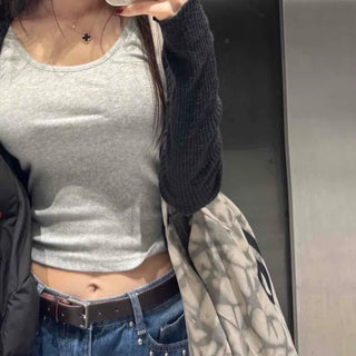 Soft Texture Simple Crop Slim Fit Sleeveless Top