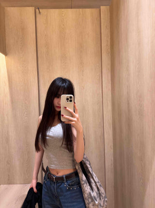 Soft Texture Simple Crop Slim Fit Sleeveless Top