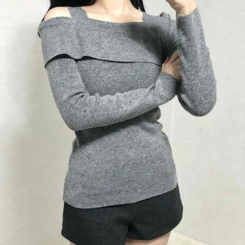 Layered Collar Washed Bob Turtleneck Knit