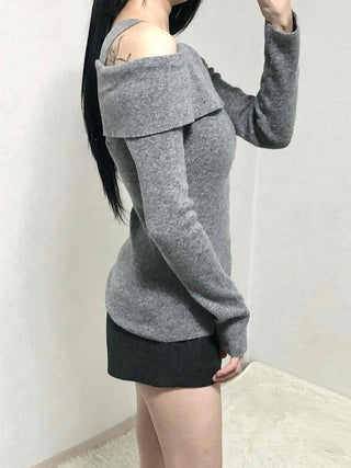 Layered Collar Washed Bob Turtleneck Knit