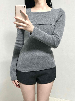 Layered Collar Washed Bob Turtleneck Knit