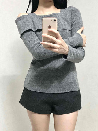 Layered Collar Washed Bob Turtleneck Knit