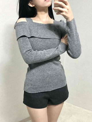 Layered Collar Washed Bob Turtleneck Knit