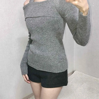 Layered Collar Washed Bob Turtleneck Knit