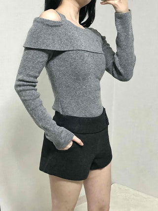 Layered Collar Washed Bob Turtleneck Knit