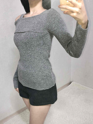 Layered Collar Washed Bob Turtleneck Knit