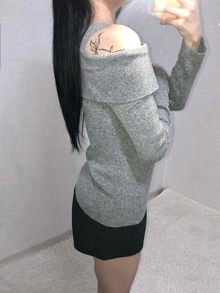 Layered Collar Washed Bob Turtleneck Knit