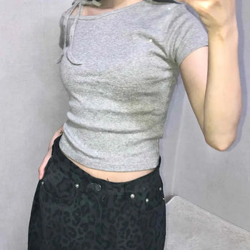 Daily Slim Fit Round Neck Crop Short Sleeve T-shirt