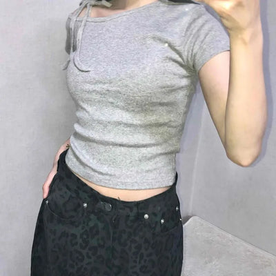 Daily Slim Fit Round Neck Crop Short Sleeve T-shirt