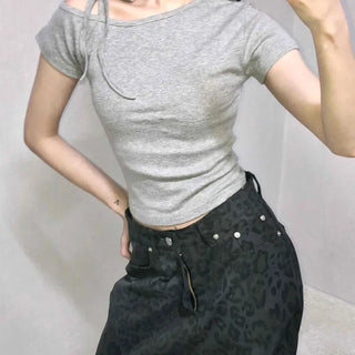 Daily Slim Fit Round Neck Crop Short Sleeve T-shirt