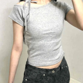 Daily Slim Fit Round Neck Crop Short Sleeve T-shirt