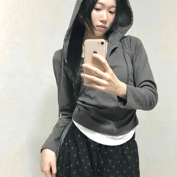 Daily Simple Layered Long-Sleeve Hoodie
