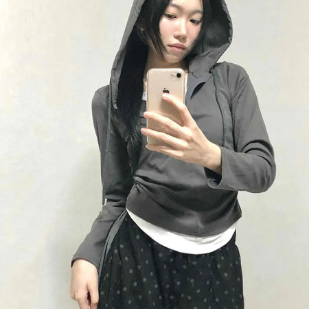 Daily Simple Layered Long-Sleeve Hoodie