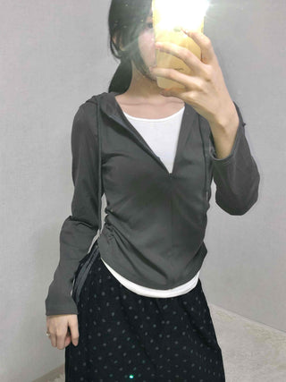 Daily Simple Layered Long-Sleeve Hoodie