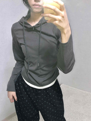 Daily Simple Layered Long-Sleeve Hoodie