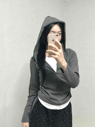 Daily Simple Layered Long-Sleeve Hoodie