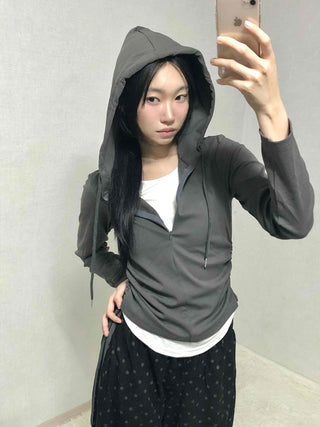 Daily Simple Layered Long-Sleeve Hoodie