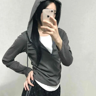 Daily Simple Layered Long-Sleeve Hoodie