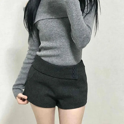 Lettering Point Slim Fit Elastic Waist Shorts