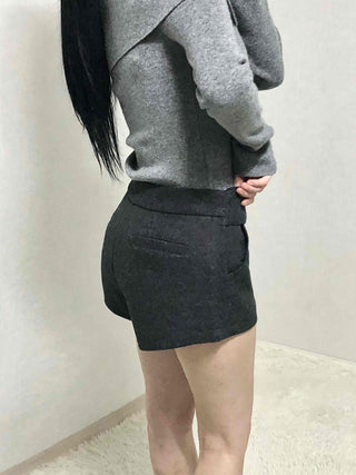 Lettering Point Slim Fit Elastic Waist Shorts