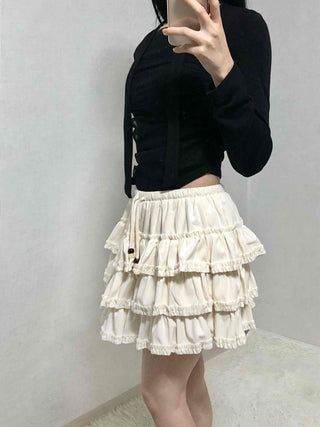 Vintage Frill Tiered Balloon Mini Skirt
