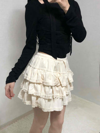 Vintage Frill Tiered Balloon Mini Skirt