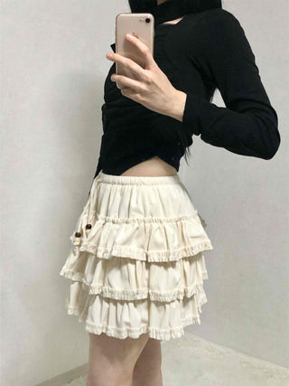 Vintage Frill Tiered Balloon Mini Skirt