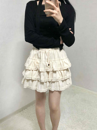 Vintage Frill Tiered Balloon Mini Skirt