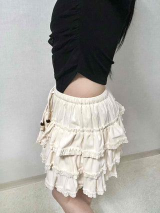 Vintage Frill Tiered Balloon Mini Skirt