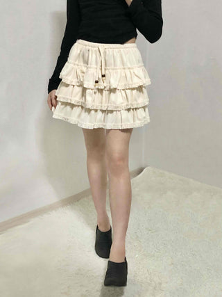 Vintage Frill Tiered Balloon Mini Skirt