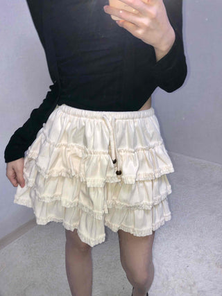 Vintage Frill Tiered Balloon Mini Skirt