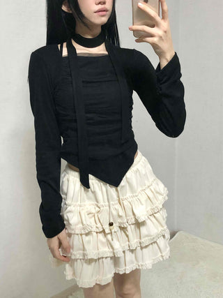 Vintage Frill Tiered Balloon Mini Skirt