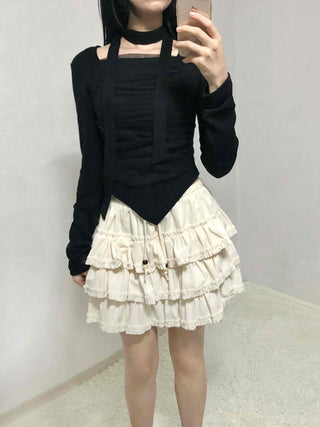 Vintage Frill Tiered Balloon Mini Skirt