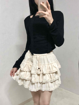 Vintage Frill Tiered Balloon Mini Skirt
