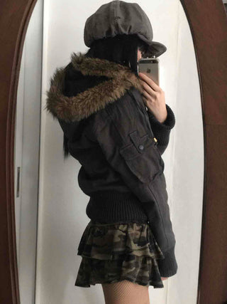 Big Collar Fur-Trimmed Padded Vest