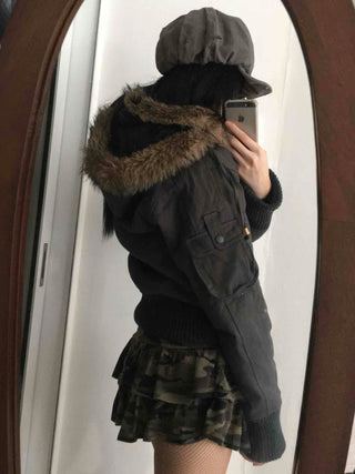 Big Collar Fur-Trimmed Padded Vest