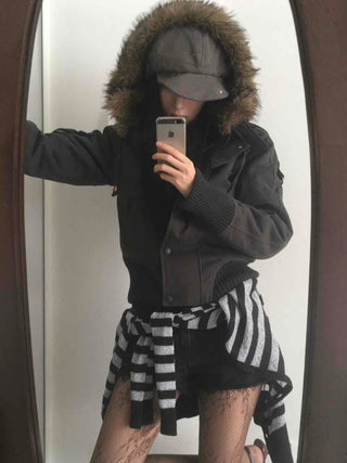 Big Collar Fur-Trimmed Padded Vest