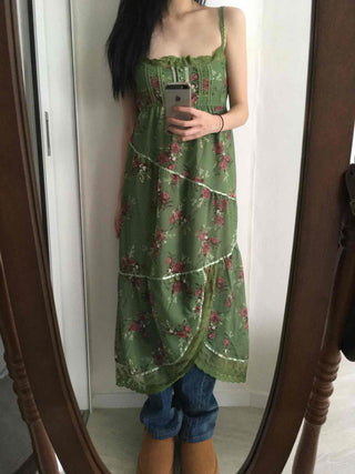 Vintage Scarf Pattern Slip Long Dress