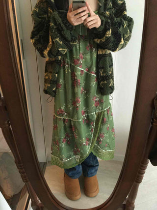Vintage Scarf Pattern Slip Long Dress