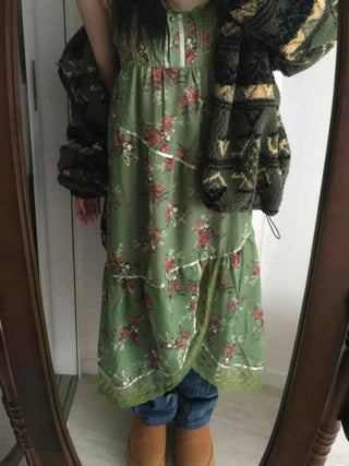 Vintage Scarf Pattern Slip Long Dress