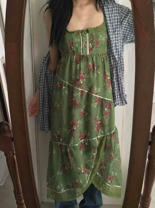 Vintage Scarf Pattern Slip Long Dress
