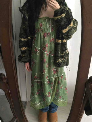 Vintage Scarf Pattern Slip Long Dress