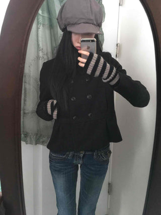 Basic Regular Fit Mandarin Collar Wool Double Coat