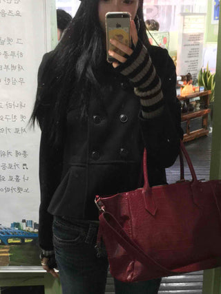 Basic Regular Fit Mandarin Collar Wool Double Coat